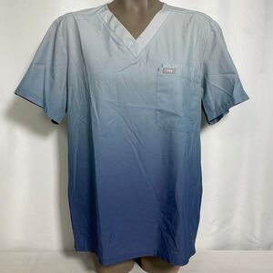 FIGS Technical Collection Ombre Blue Grey Scrub Top Women's MEDIUM